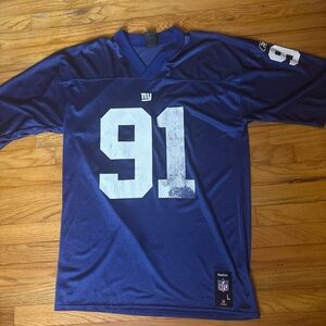 Reebok Blue Giants NFL Jersey with Number 91 Large